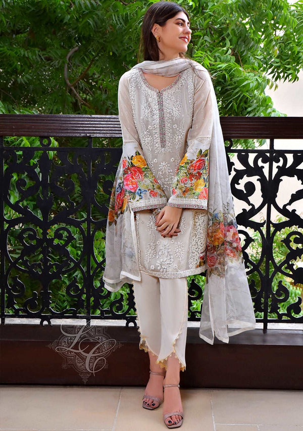 Layla Chatoor | Luxury Pret | Off White Gota Shirt