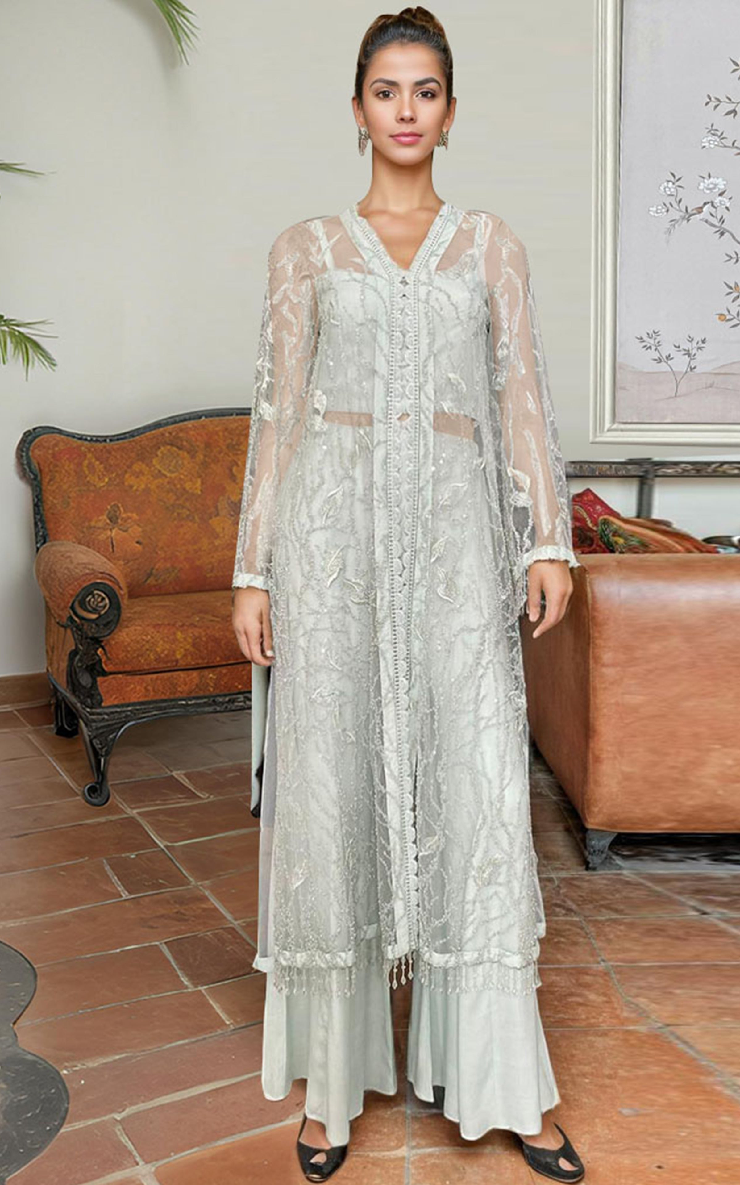Threads and Motifs | Formal Dresses 25 | Net Embroidered Jacket With Trouser