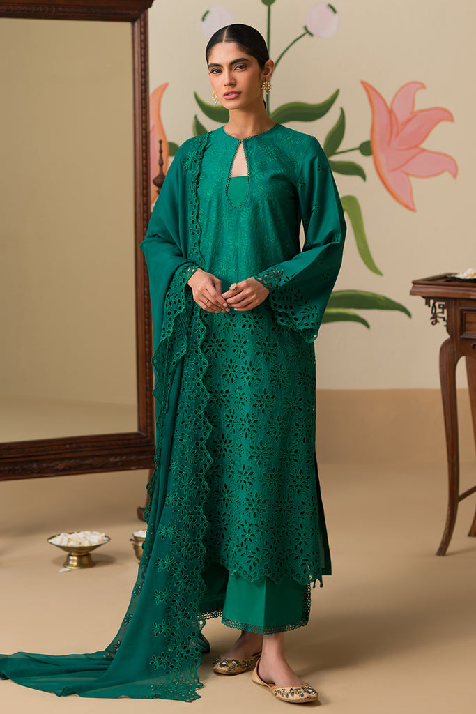 Cross Stitch | Chikankari Lawn 24 | PINE FOREST