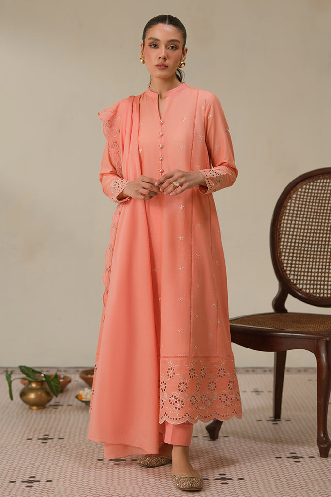 Cross Stitch | Chikankari Lawn 24 | CORAL HAZE