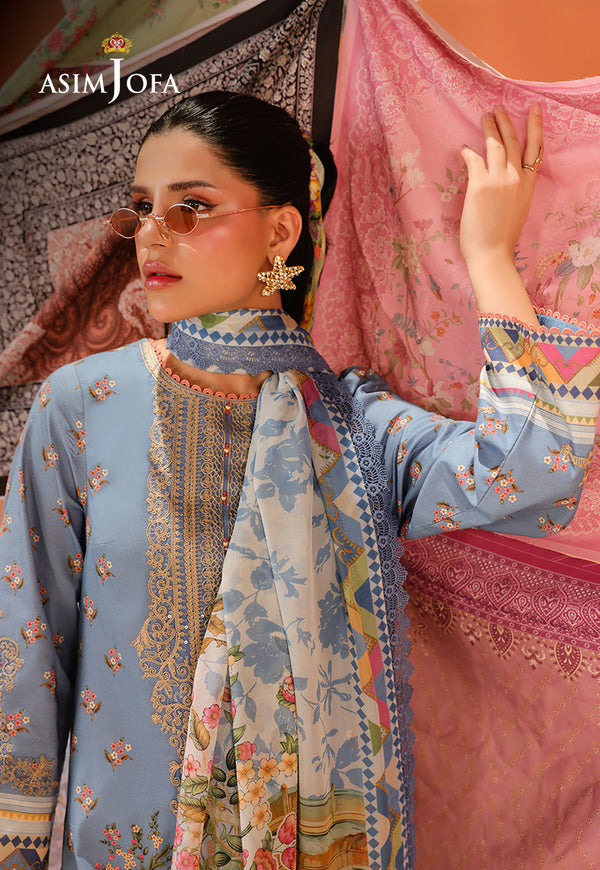 Asim Jofa | Summer Rhapsody | AJUBU-11 Printed Embroidered Lawn