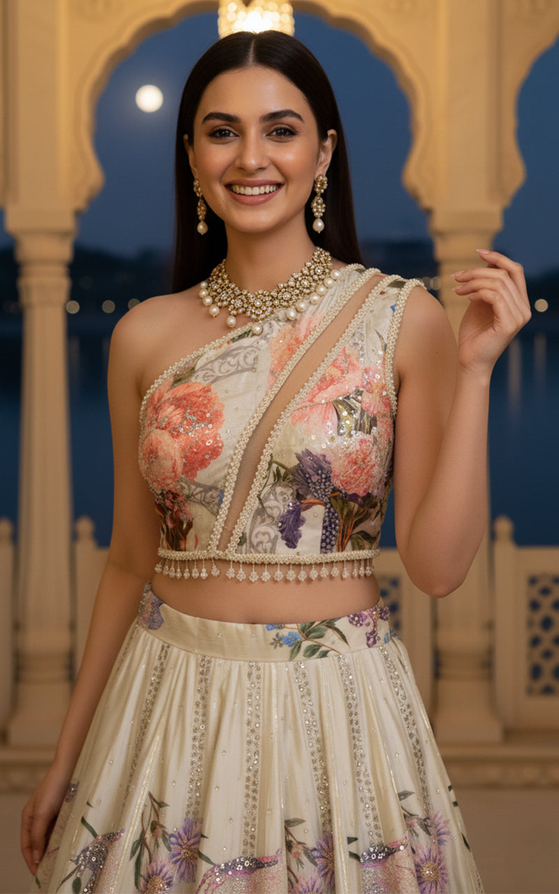 Threads and Motifs | Formal Outfits | Blouse With Printed Lehenga