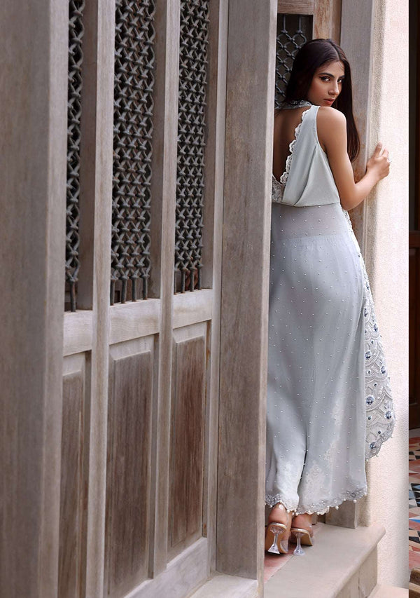 Layla Chatoor | Luxury Pret | Grey Halter Long Tunic