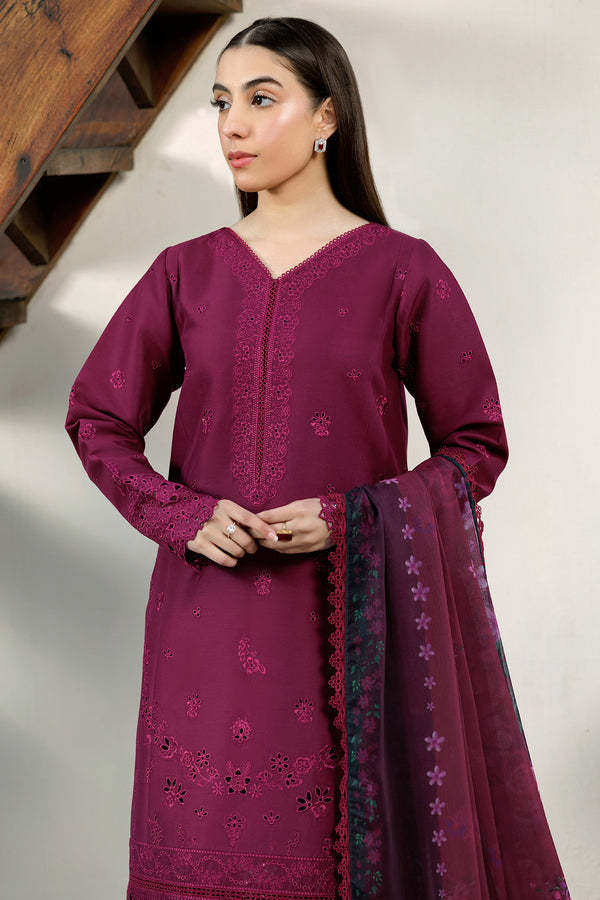 Farasha | Summer Weaves Embroidered Lawn | Garnet Passion