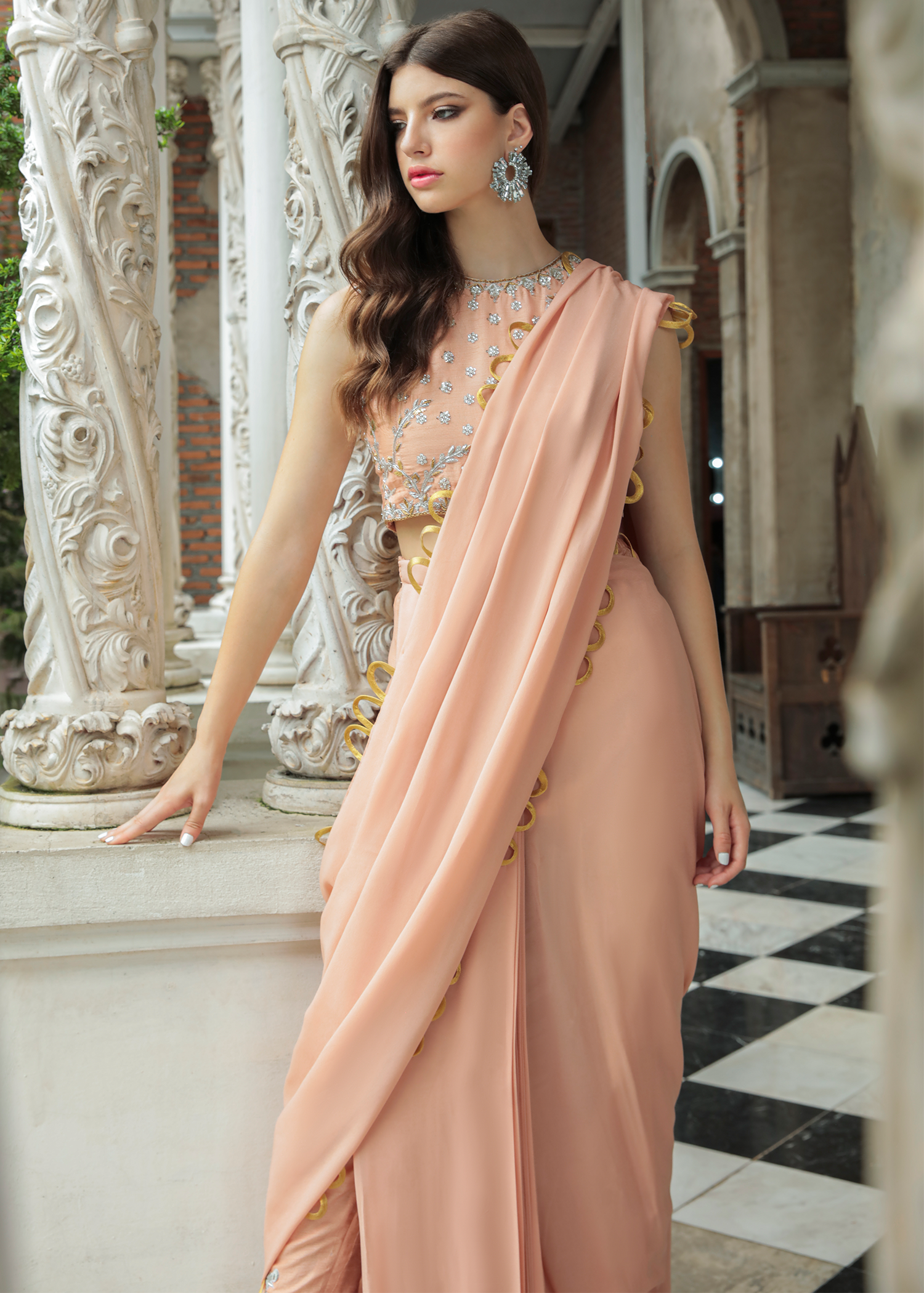 Purple Haze Pret Studio | Apsara Formals | Salmon Pink Saree Pants