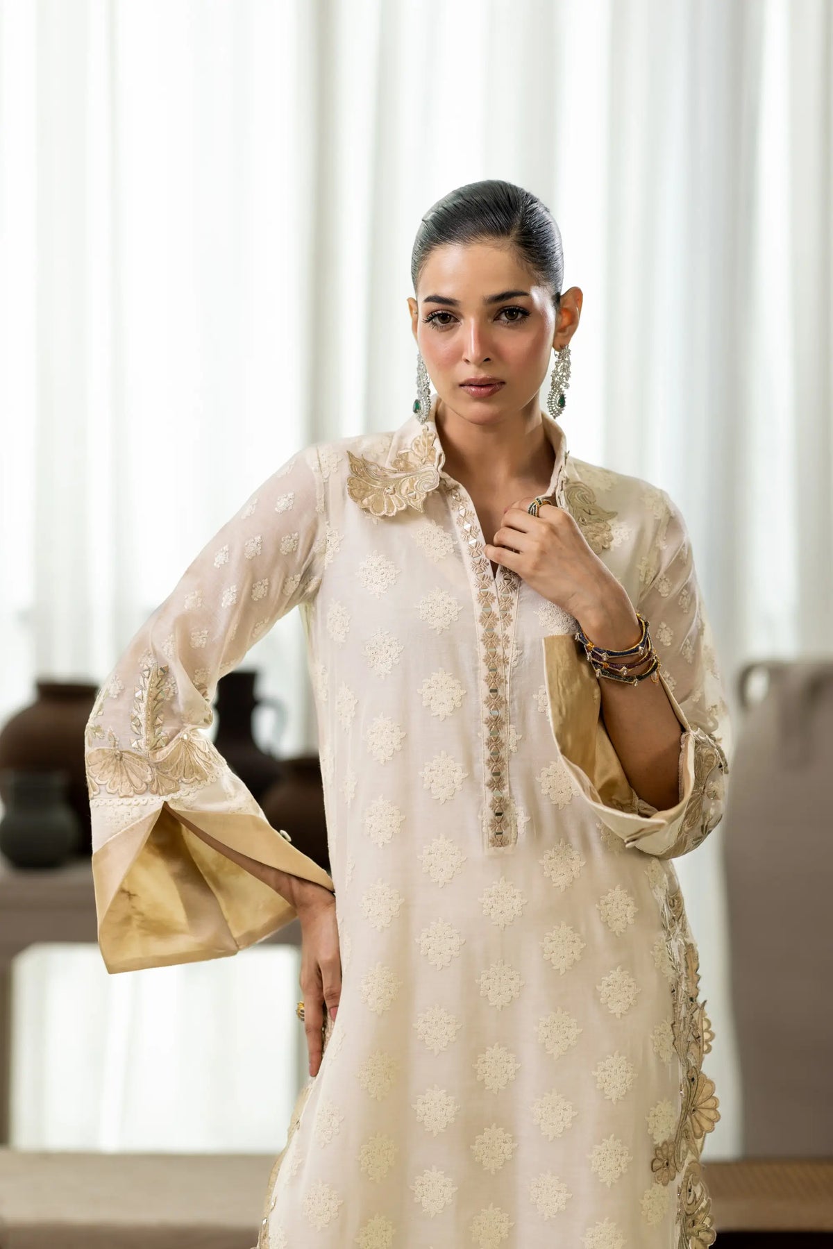 Wahaj M Khan | Sanam Luxe | Ivory Sanam Kaftan