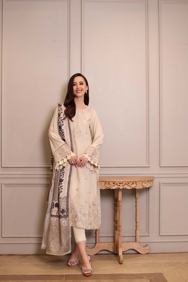 Noor by Saadia Asad | Winter Embroidered Printkhaas 25 | D7 - A
