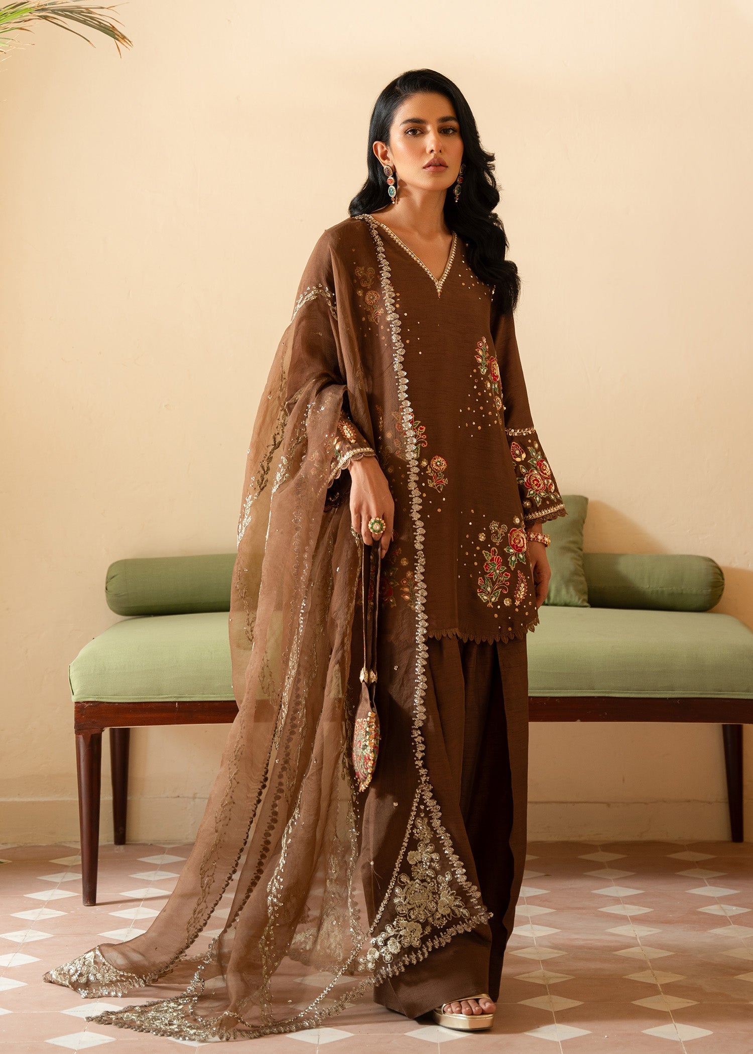 Sadaf Fawad Khan | Mehrma Wedding Formals | Hot Mocha