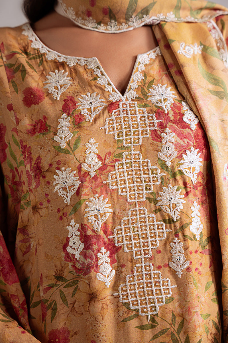 Cross Stitch | Khaddar Linen 25 | MUSTARD ORCHID