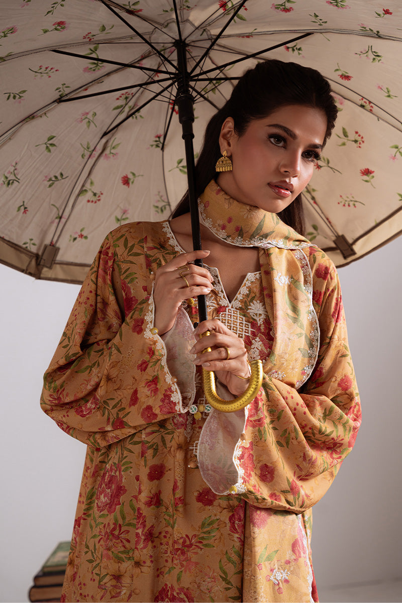 Cross Stitch | Khaddar Linen 25 | MUSTARD ORCHID