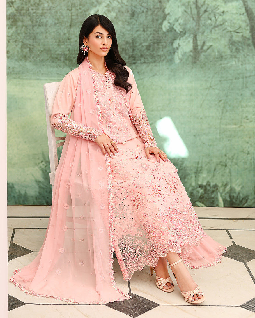 Roheenaz | Veil of Summer Chikankari | Azure Elan