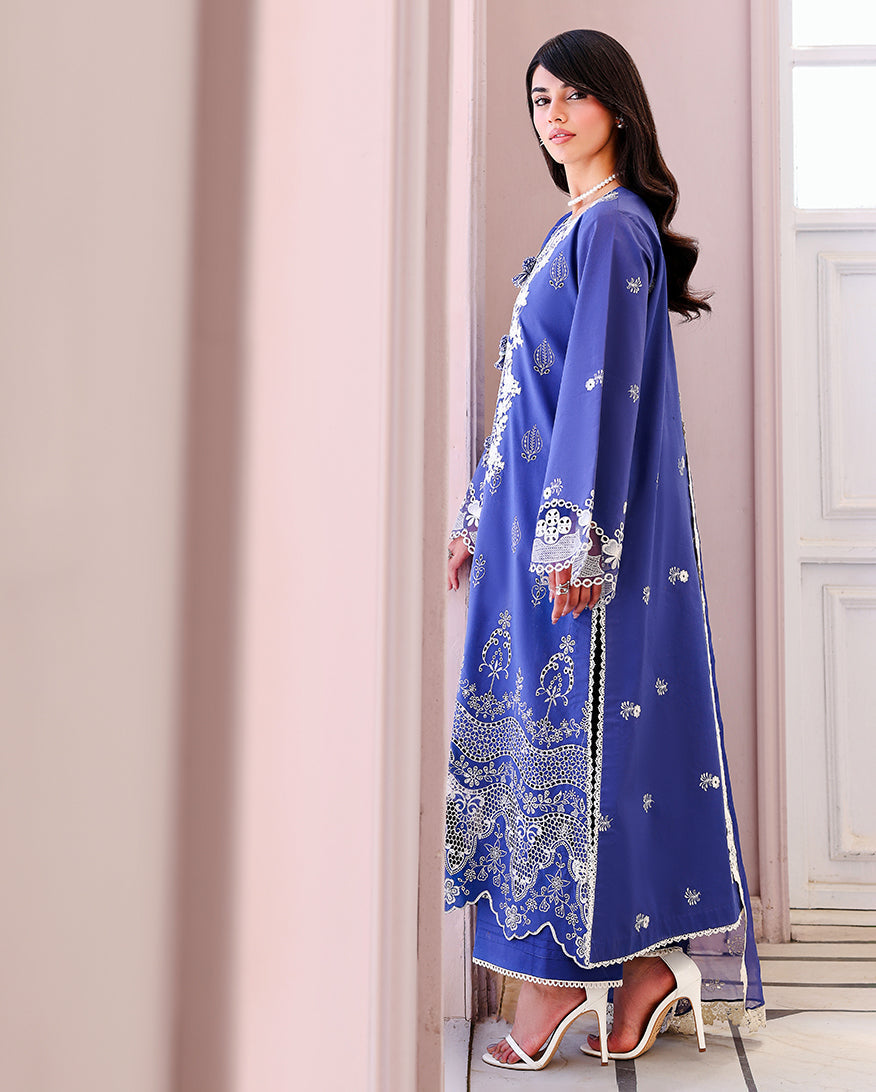 Roheenaz | Veil of Summer Chikankari | Blanc Mirage