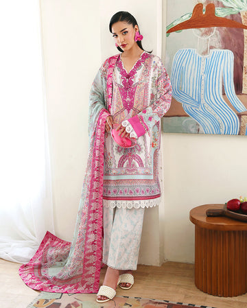 Roheenaz | Eclat Garden Printed Lawn | Coral Hibiscus