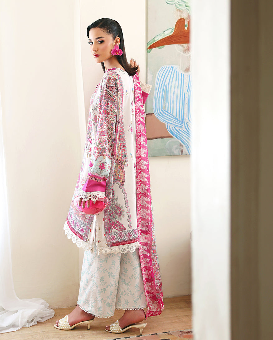 Roheenaz | Eclat Garden Printed Lawn | Coral Hibiscus