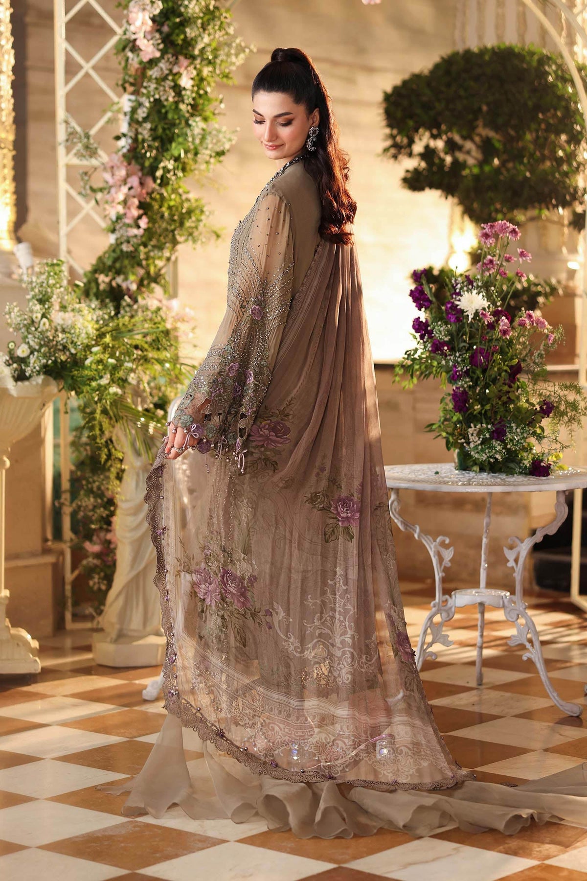 Maria b | Chiffon Formals 26 | MPC-26-102-Muted Mocha Brown