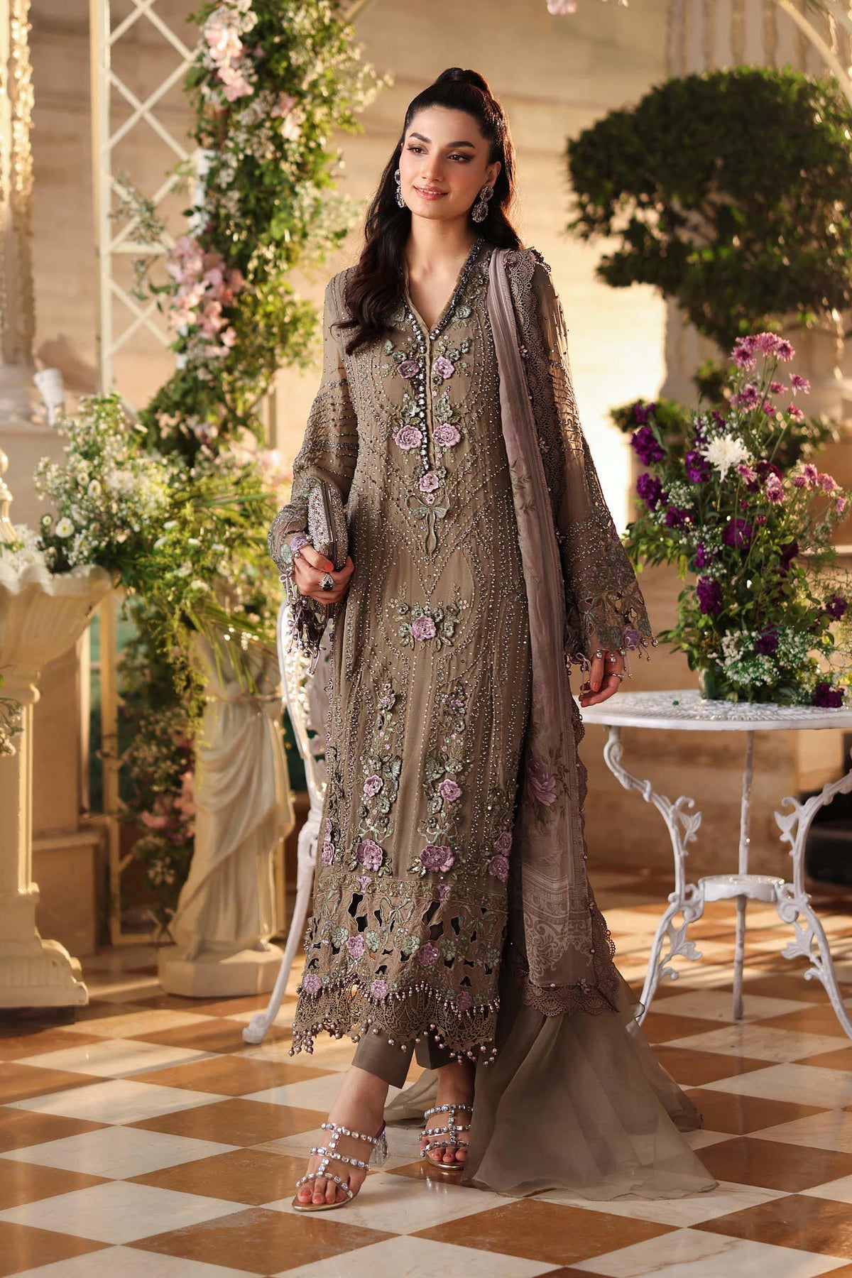 Maria b | Chiffon Formals 26 | MPC-26-102-Muted Mocha Brown