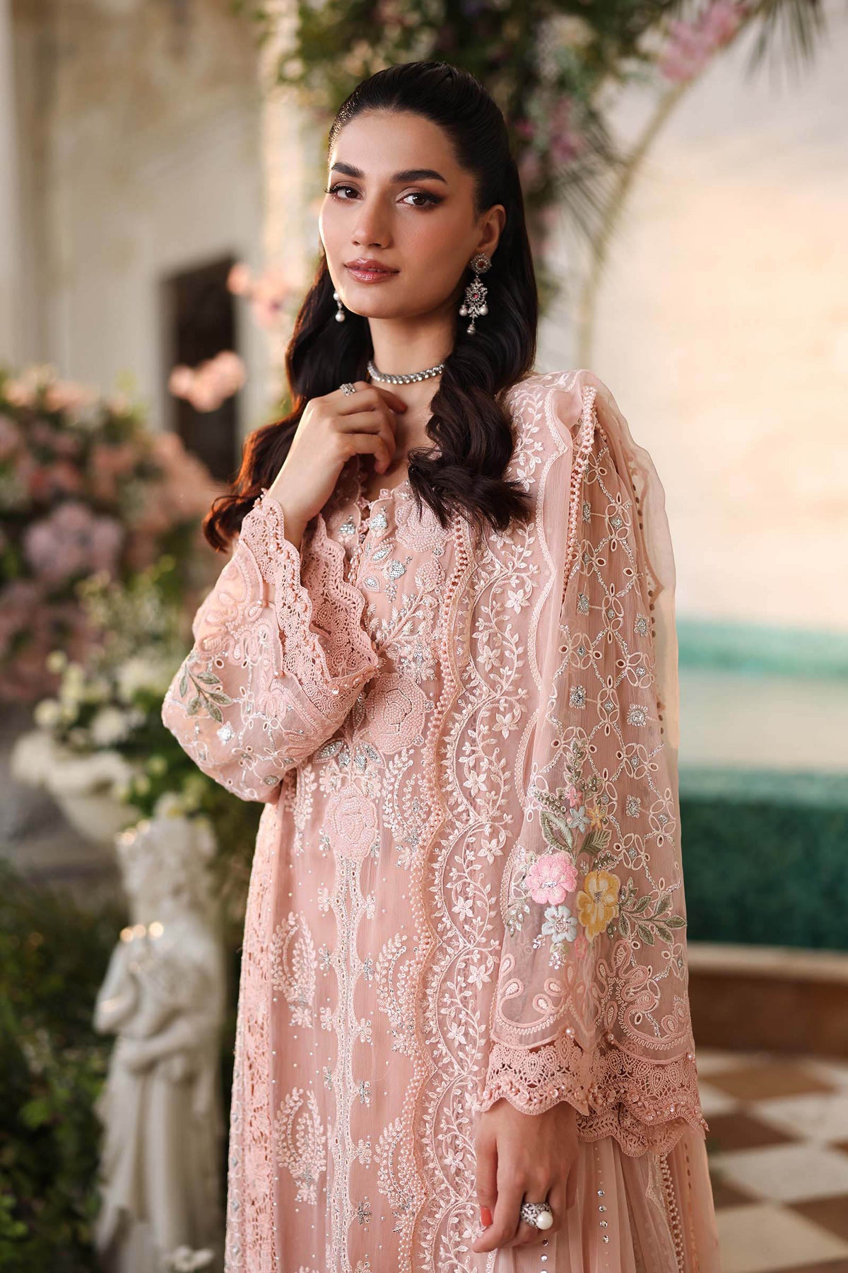 Maria b | Chiffon Formals 26 | MPC-26-104-Peach Pink