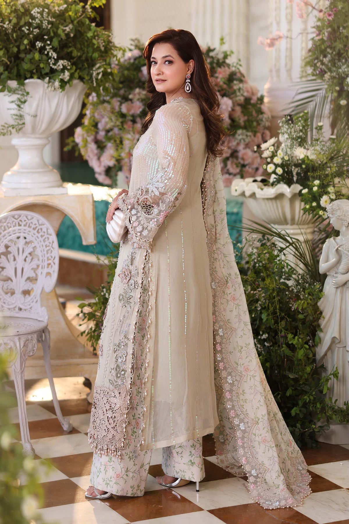 Maria b | Chiffon Formals 26 | MPC-26-107-Ivory Beige