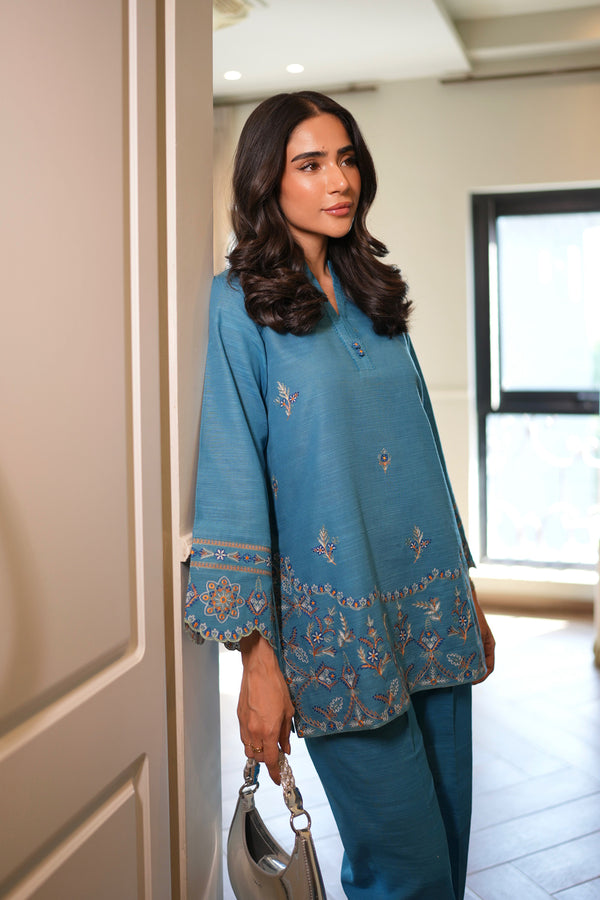 Sahar | Pret Essentials Winter 25 | Lunar Blue