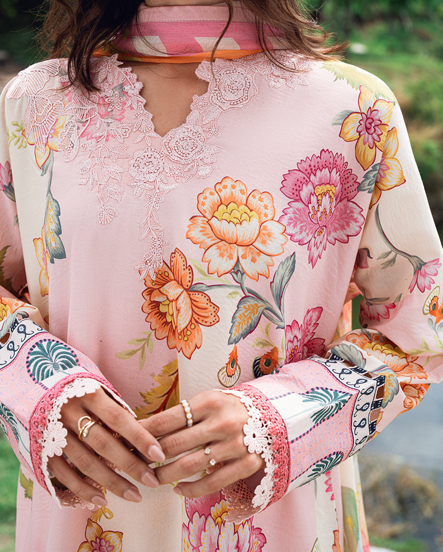 Roheenaz | Garden Veal Printed Lawn 25 |Wildflower fluff