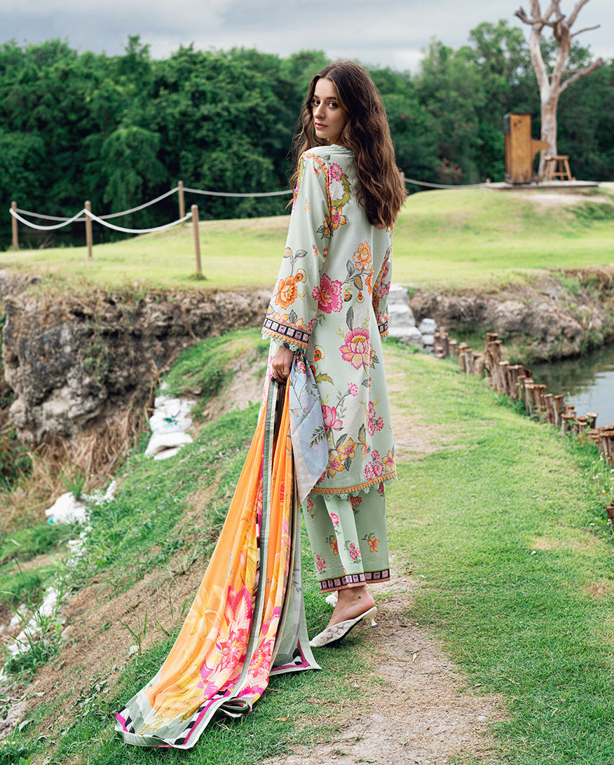 Roheenaz | Garden Veal Printed Lawn 25 | Crimson Whisper