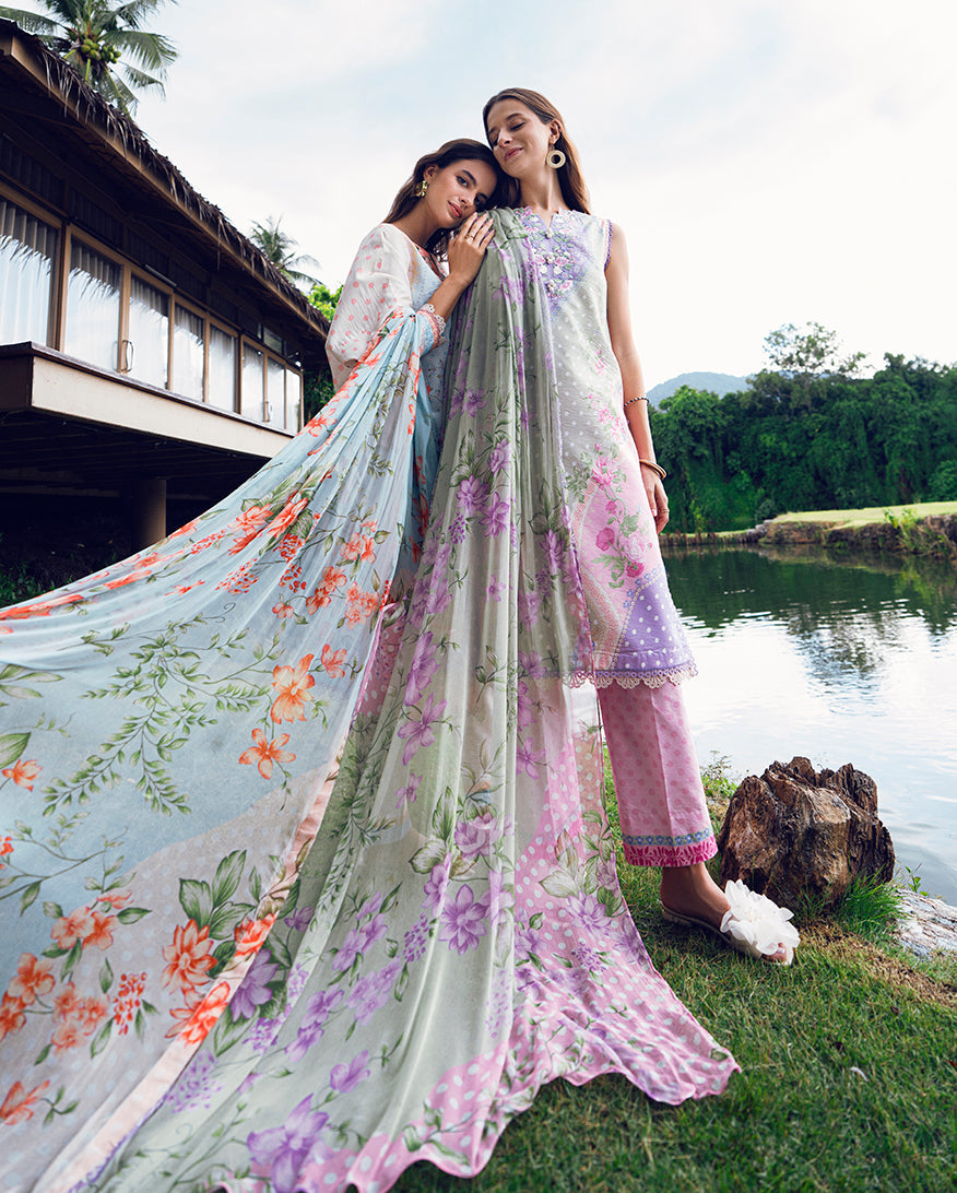 Roheenaz | Garden Veal Printed Lawn 25 | Tulip Sugar