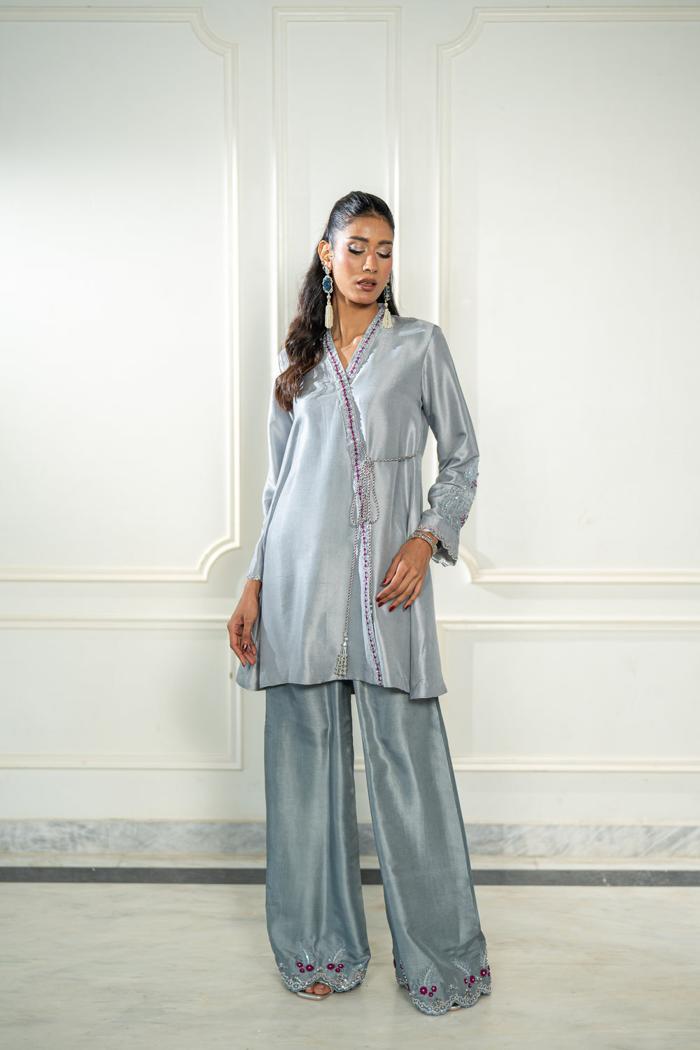 Wahaj M Khan | Lra Eid Collection 26 | Grey Rawsilk Wrap