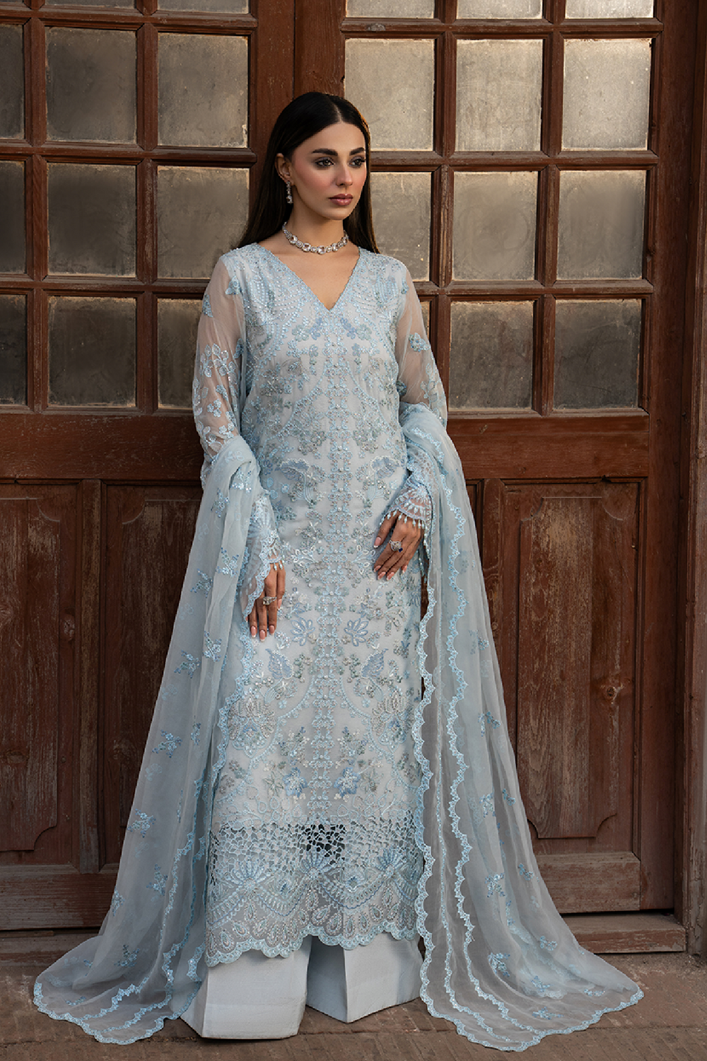 Lavish Premium | Hamsafar Luxury Chiffon | Misty Blue