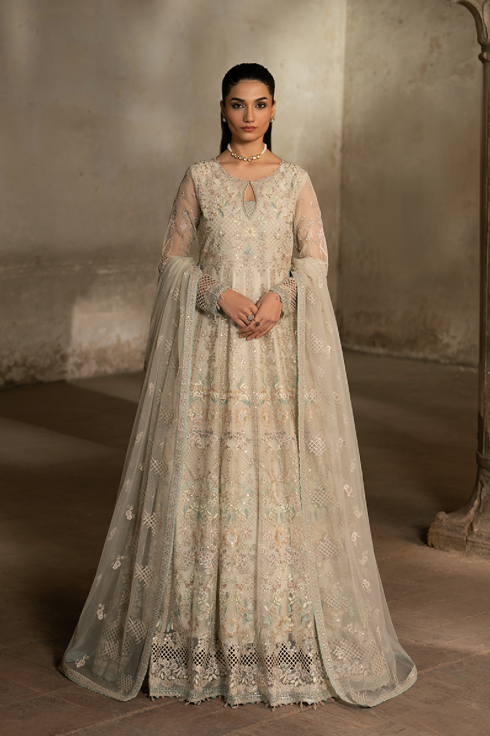 Lavish Premium | Hamsafar Luxury Chiffon | White Dove