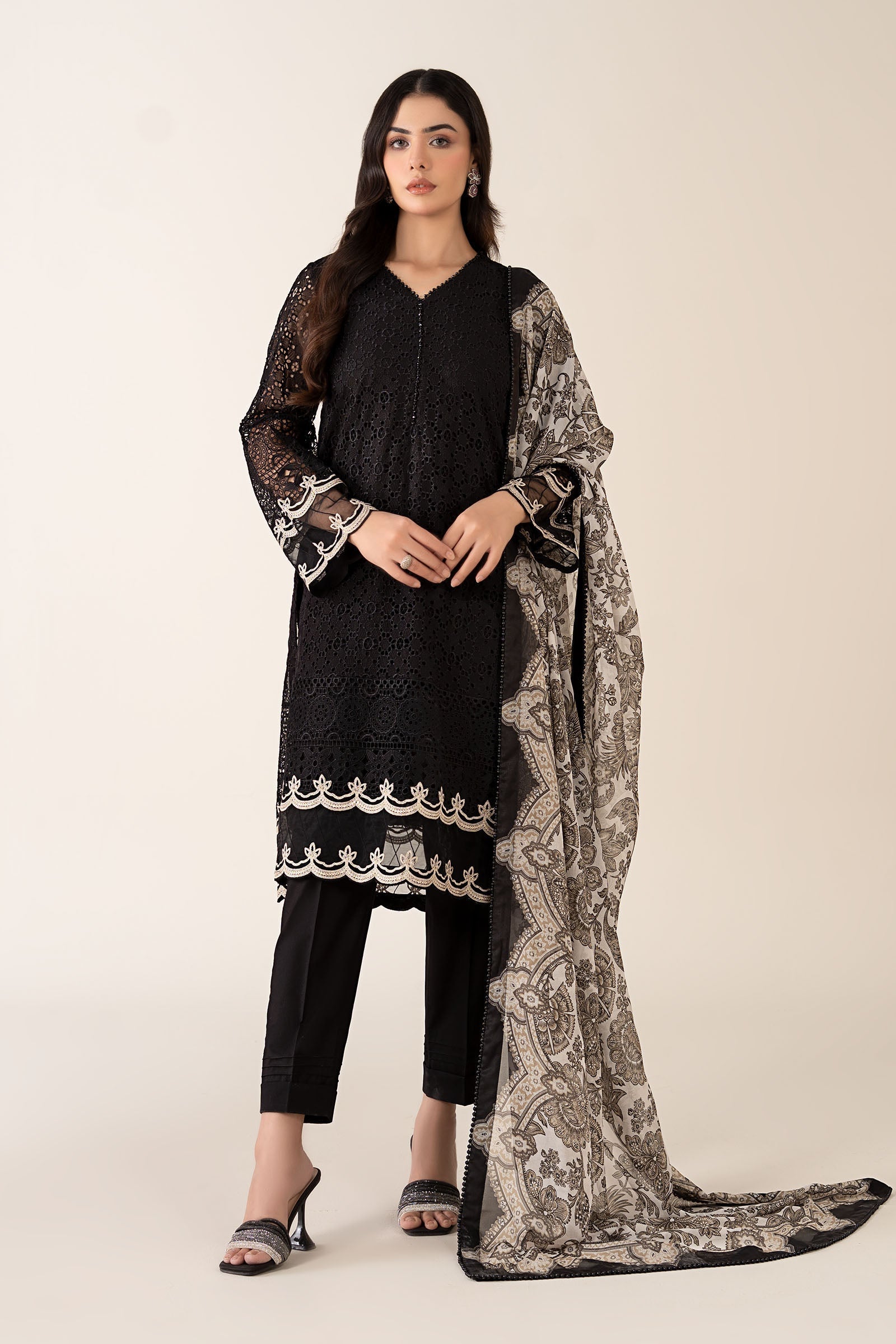 Maria B | Pre Fall Dresses | 3 Piece Embroidered Chiffon Suit BB