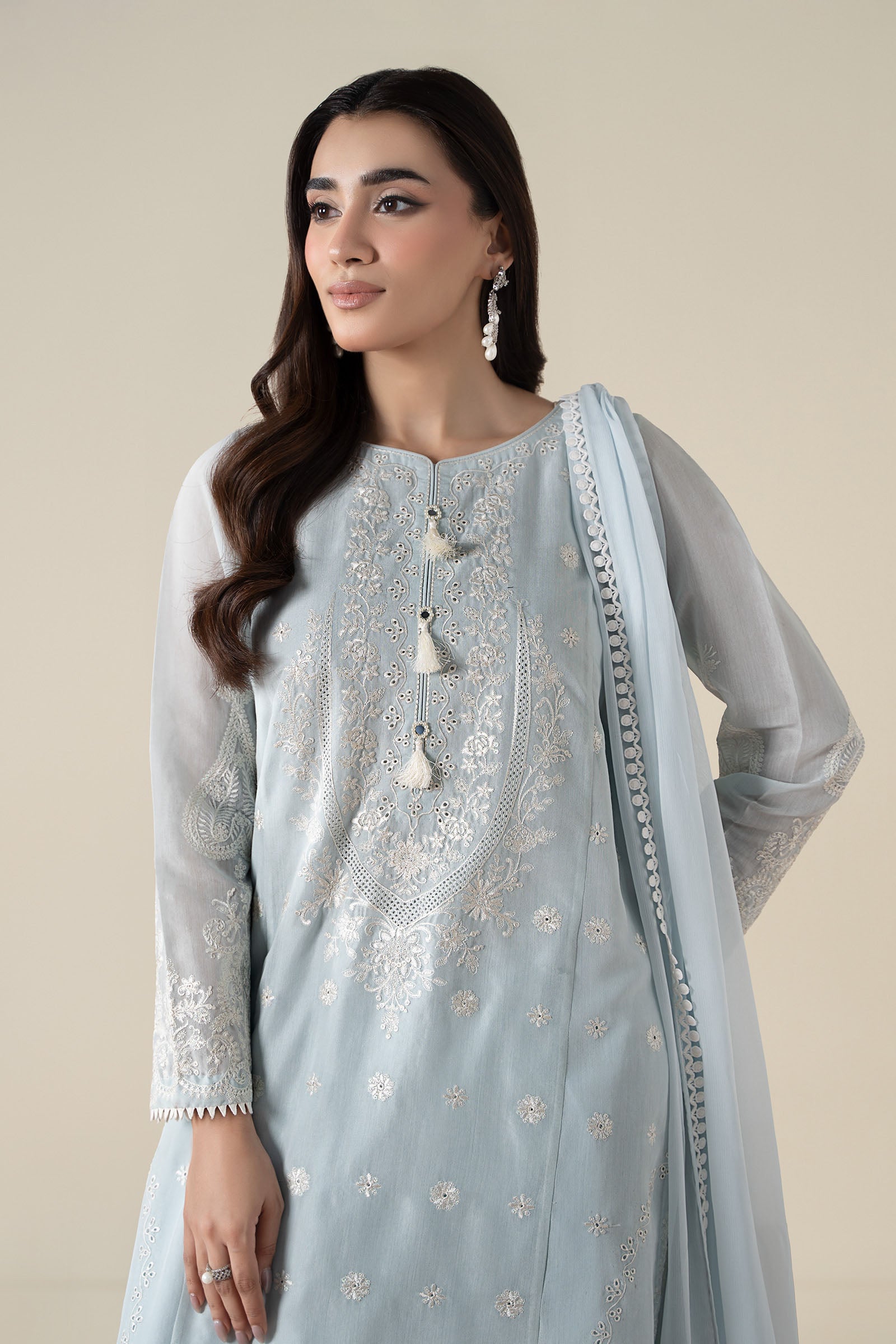 Maria B | Pre Fall Dresses | 3 Piece Embroidered Paper Cotton Suit GG