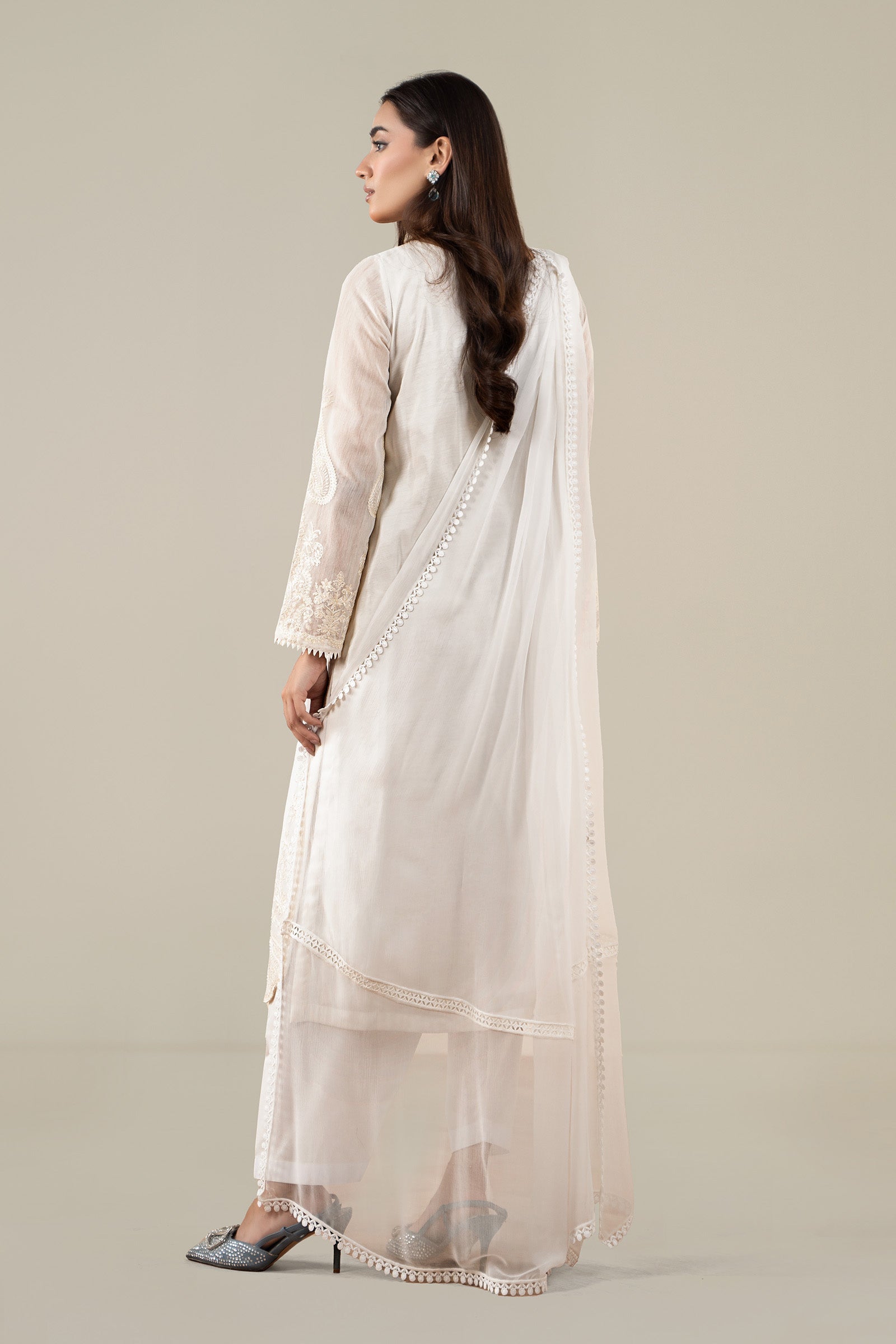 Maria B | Pre Fall Dresses | 3 Piece Embroidered Paper Cotton Suit AA