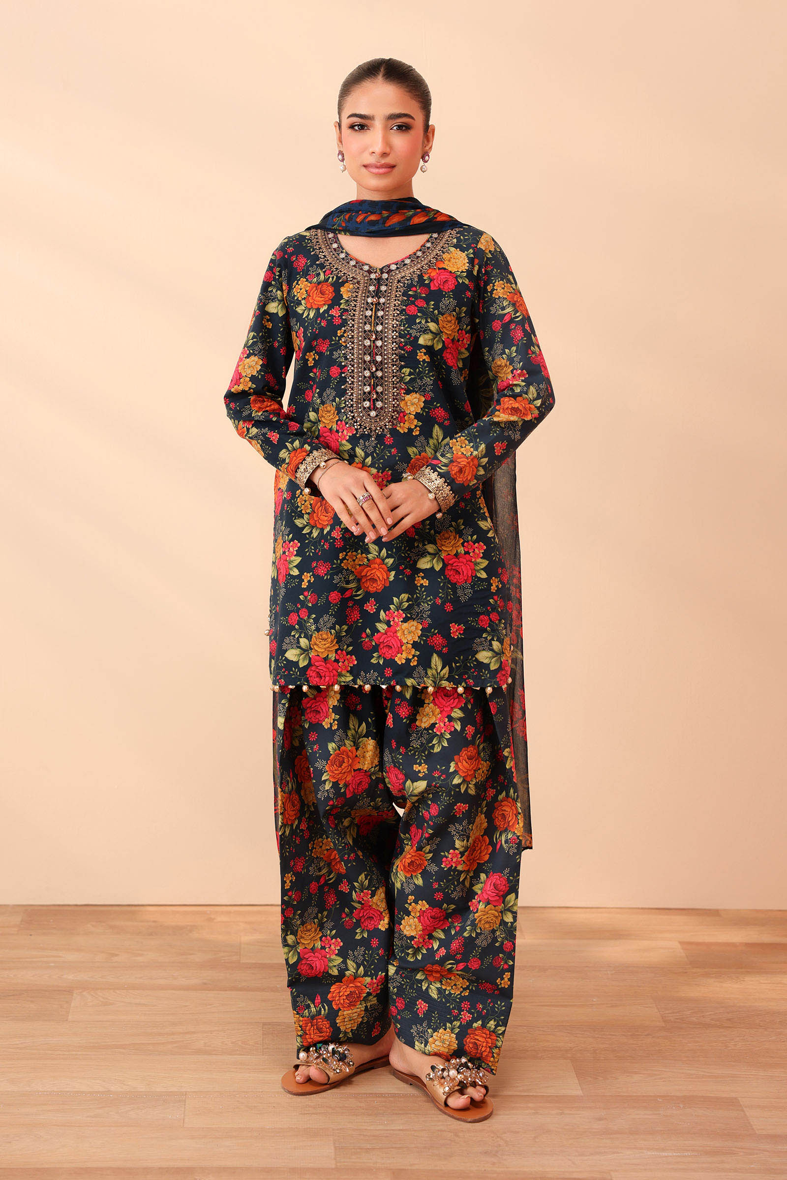 Maria B | Pre Fall Dresses | 3 Piece Embroidered Lawn Suit Deep Teal Green