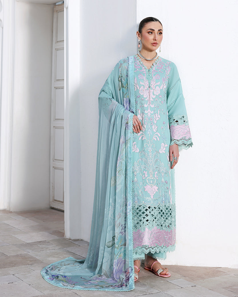 Roheenaz | Floral Reverie Luxury Lawn | Dewy Mist