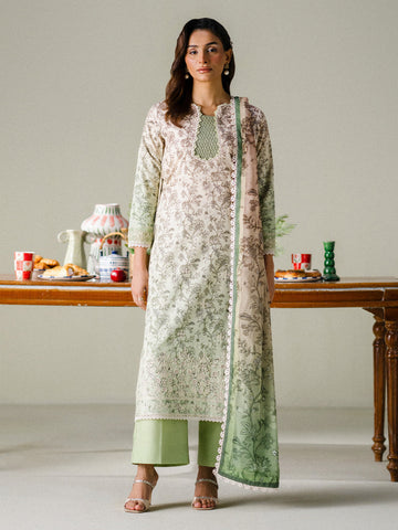 Faiza Faisal | FNF Printed Lawn | SAGE WHISPER