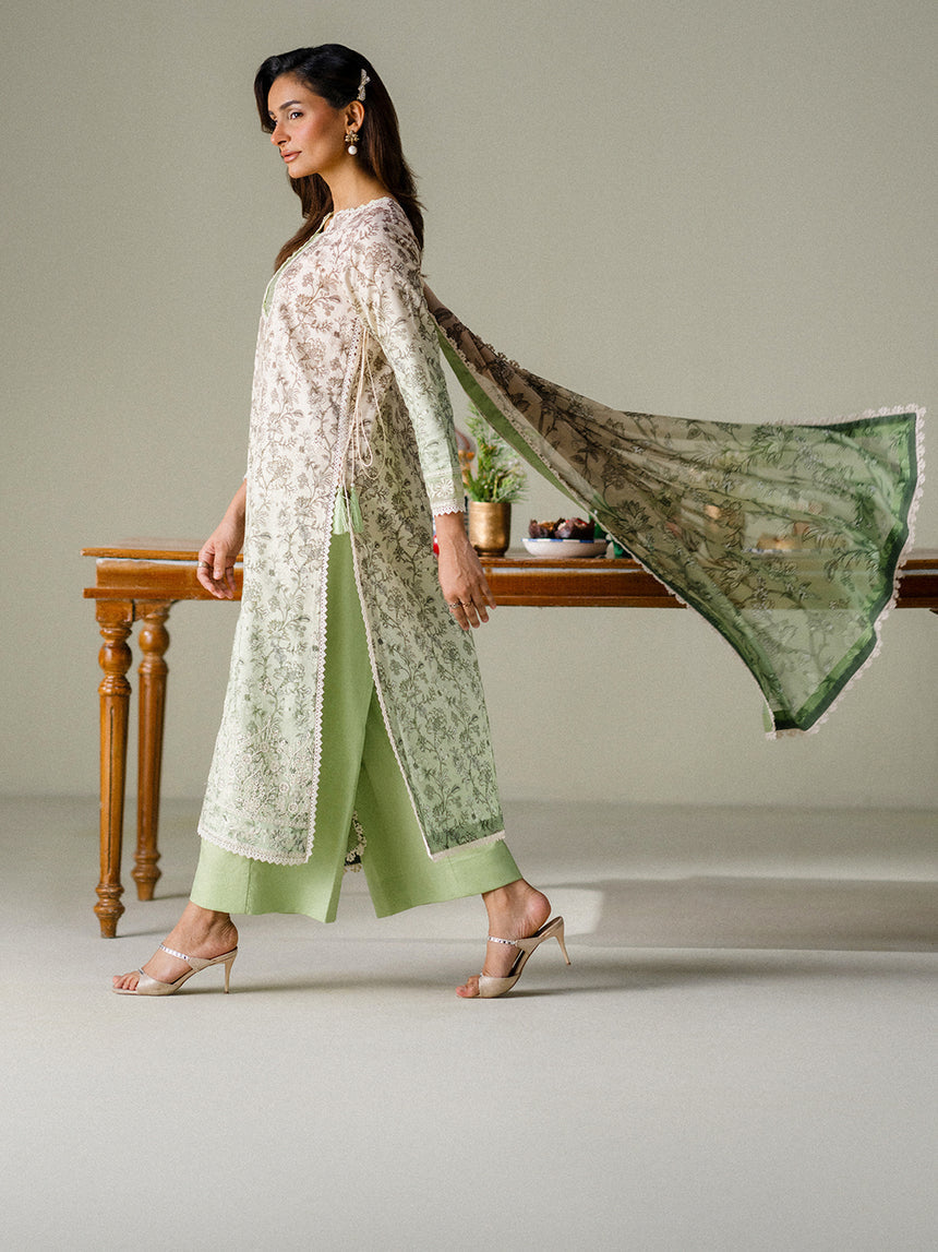 Faiza Faisal | FNF Printed Lawn | SAGE WHISPER