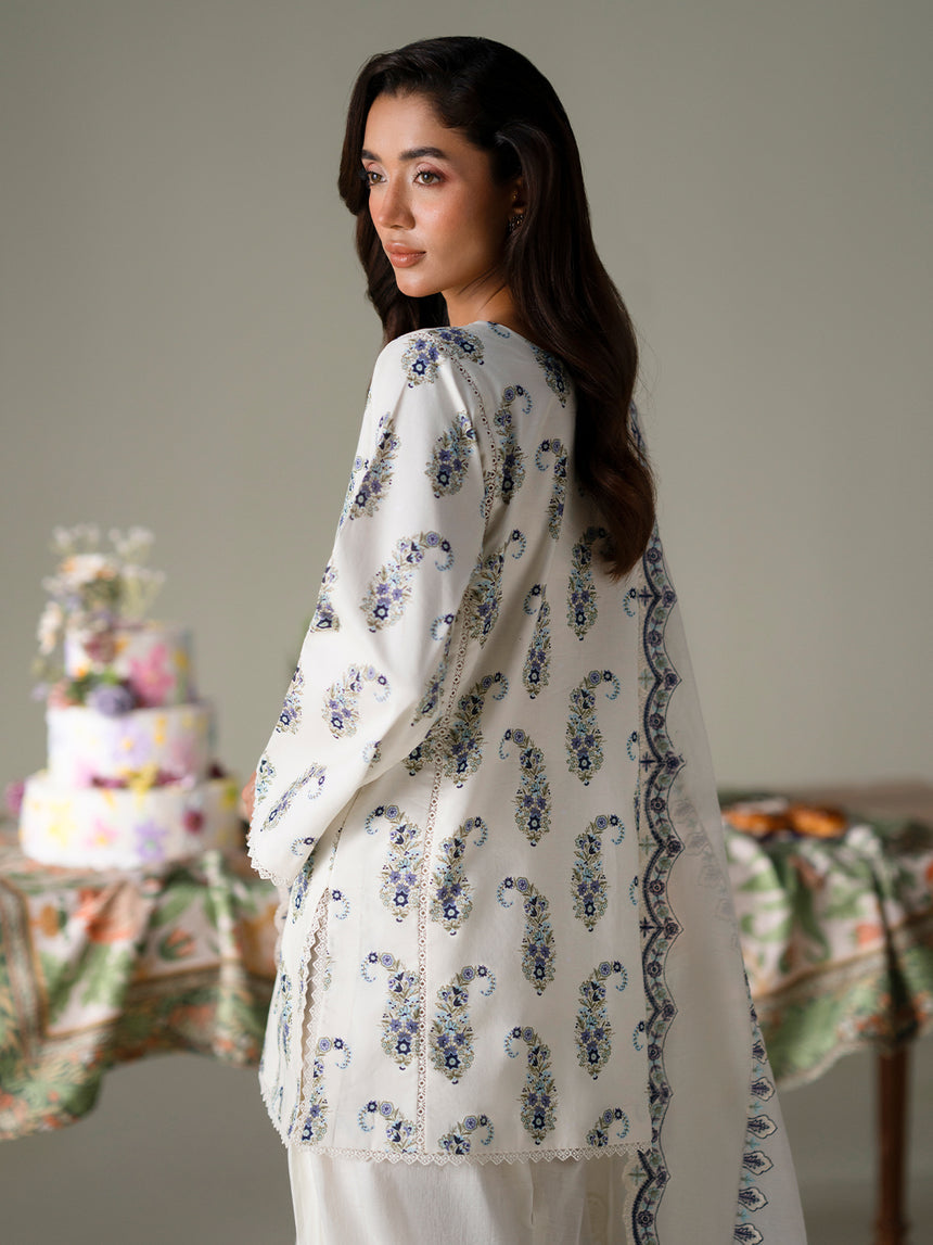 Faiza Faisal | FNF Printed Lawn | IVORY PETALS