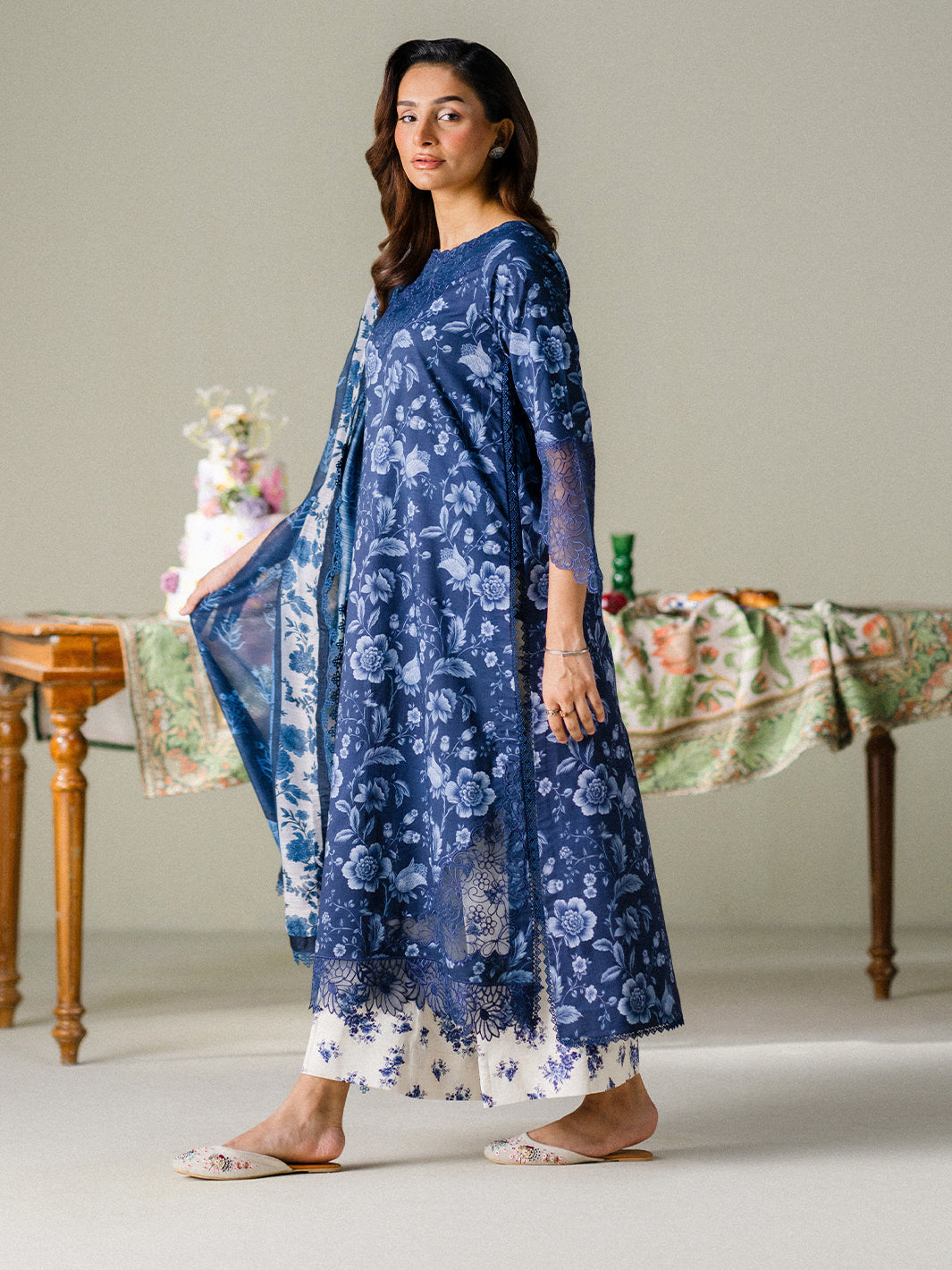 Faiza Faisal | FNF Printed Lawn | MIDNIGHT MEADOW