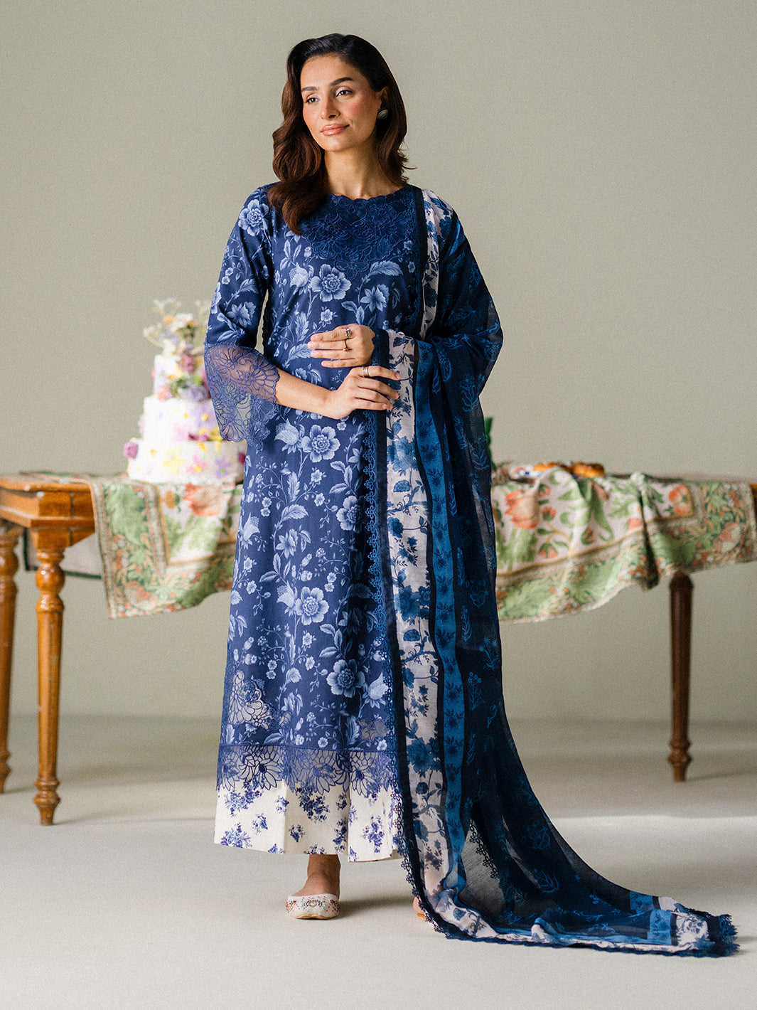 Faiza Faisal | FNF Printed Lawn | MIDNIGHT MEADOW
