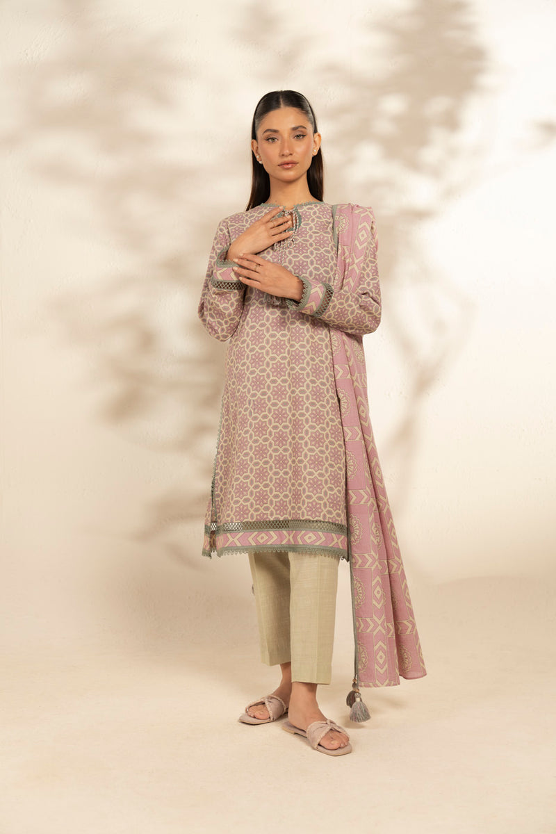 Al Karam | Winter 25 | FW-106.1-25-1-Pink/Off White
