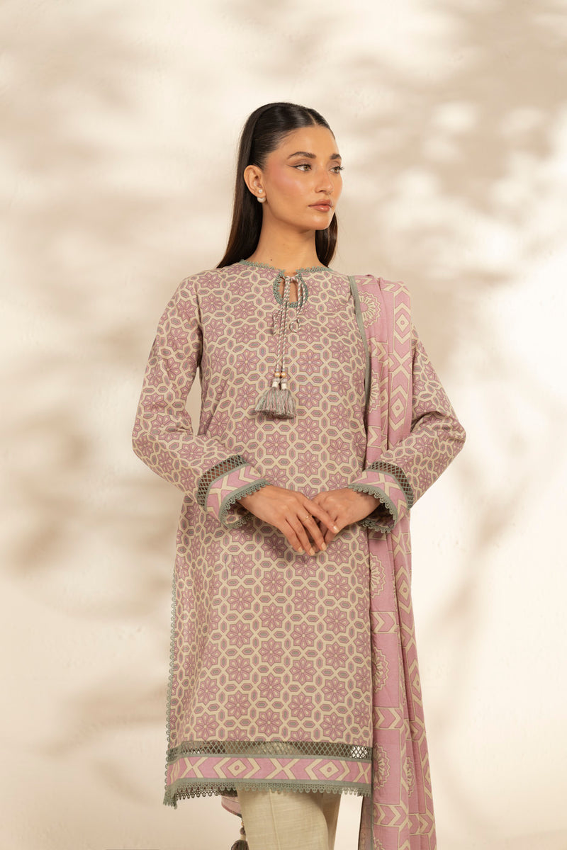 Al Karam | Winter 25 | FW-106.1-25-1-Pink/Off White