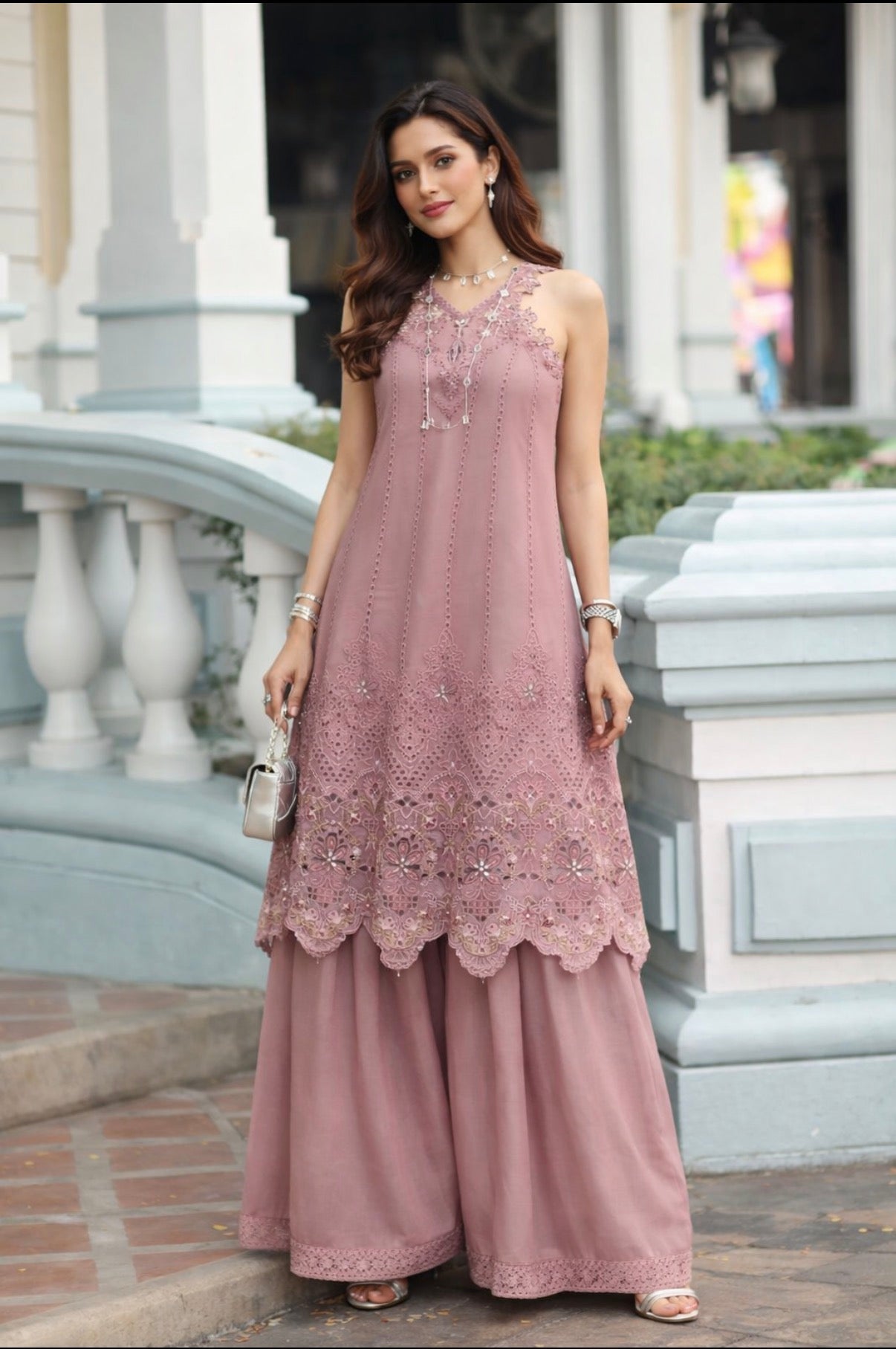 Noor by Saadia Asad | Eid Luxe Chikankari 26 | D8 - Rosewood Blush