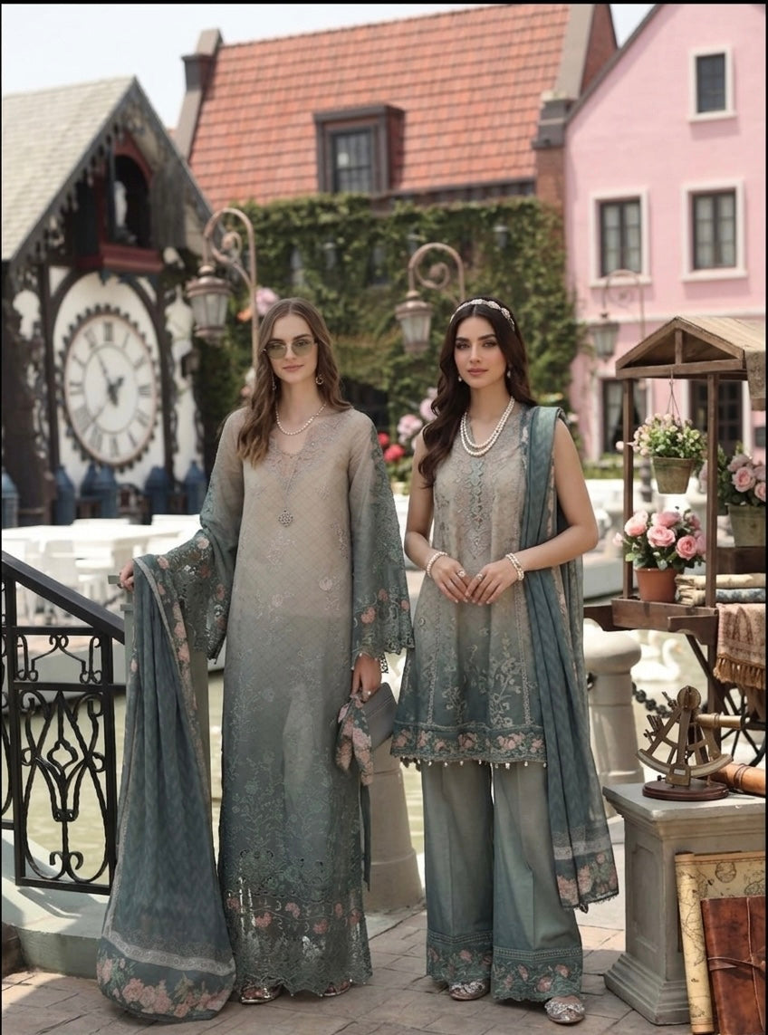 Noor by Saadia Asad | Eid Luxe Chikankari 26 | D4 - Smoke Zinc
