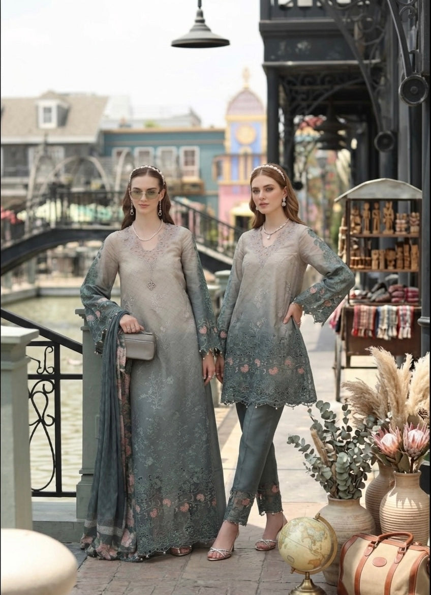 Noor by Saadia Asad | Eid Luxe Chikankari 26 | D4 - Smoke Zinc