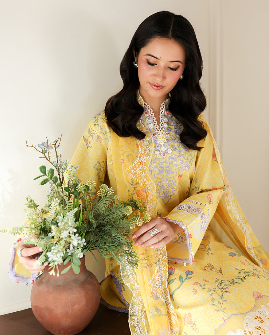 Roheenaz | Sunlit Tales Printed Embroidered Edit | Honey Haze