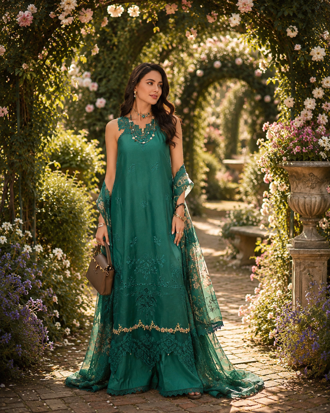 Noor by Saadia Asad | Noor Eid Printskhas 26 | D2 – Peacock Green