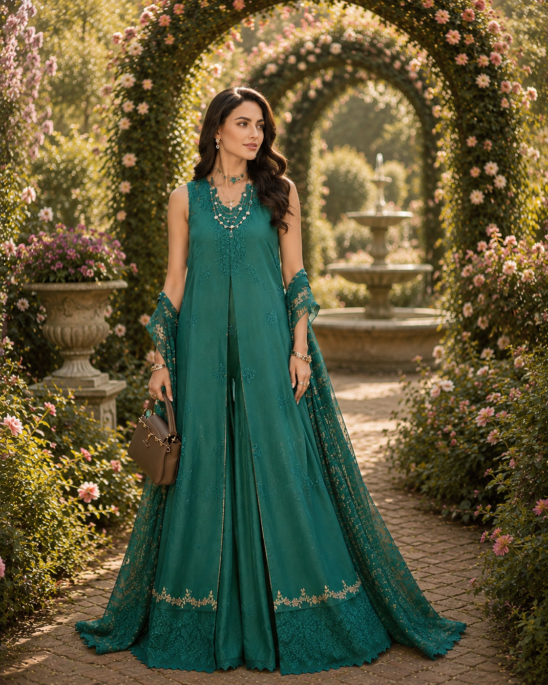 Noor by Saadia Asad | Noor Eid Printskhas 26 | D2 – Peacock Green