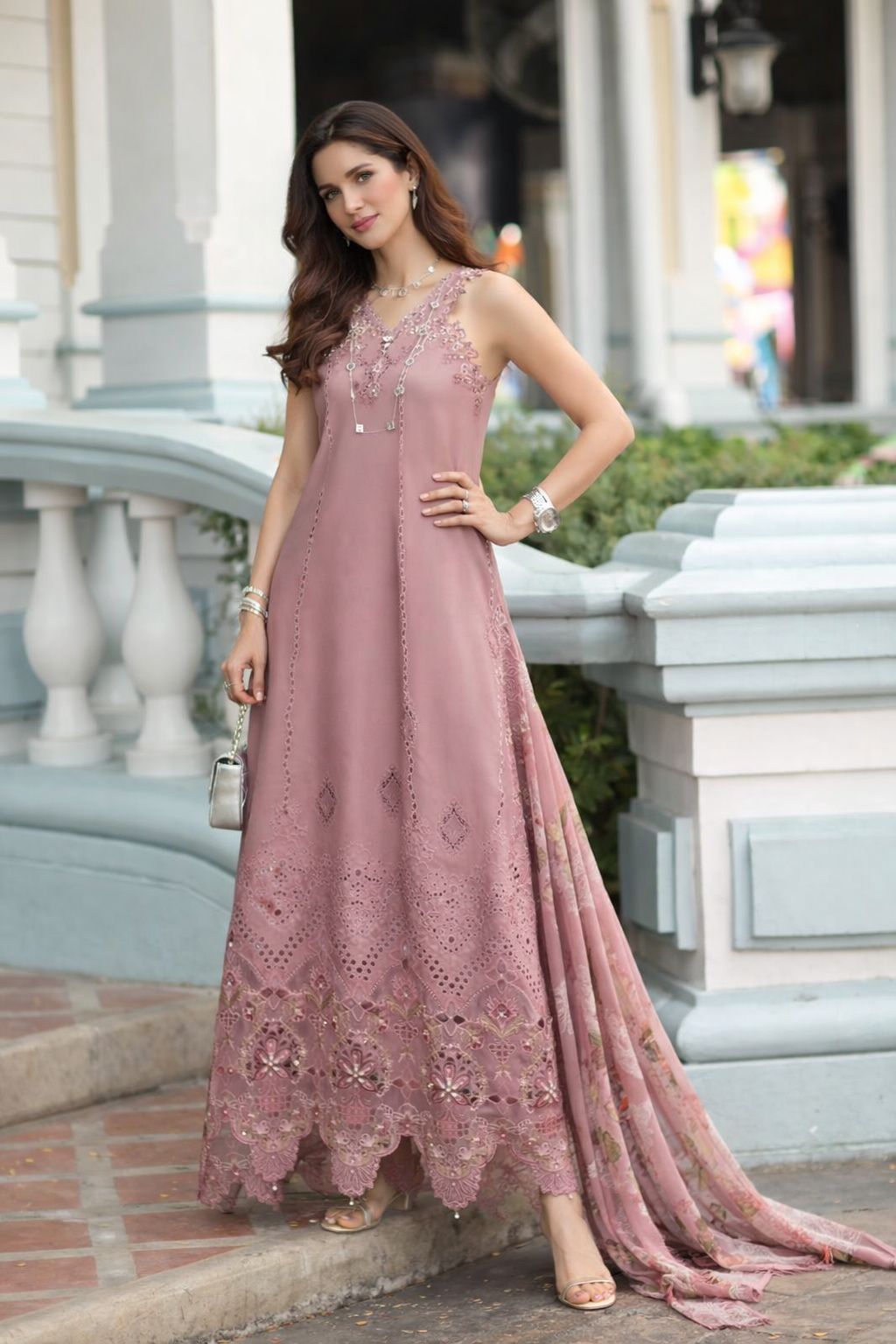 Noor by Saadia Asad | Eid Luxe Chikankari 26 | D8 - Rosewood Blush