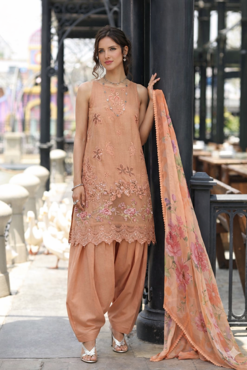 Noor by Saadia Asad | Eid Luxe Chikankari 26 | D6 - Apricot Allure