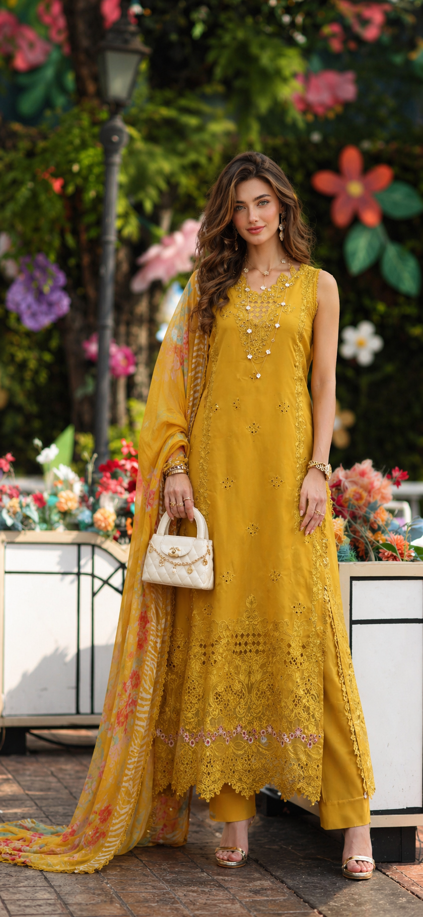 Noor by Saadia Asad | Eid Luxe Chikankari 26 | D10 - Amber Yellow